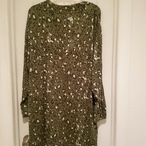 JENNI | Women's Leopard Printed Long-Sleeve Sleep Shirt XXL